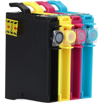 Lot de 4 cartouches d'encre Noir et Trois Couleurs BK C M Y Cartouches d'encre de remplacement pour imprimante WorkForce
