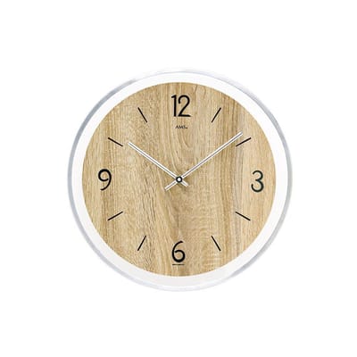 AMS ronde houten wandklok met quartz-uurwerk