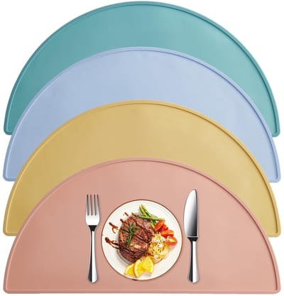 Dailygoods - volumoon 4 stuks matten voor keukentafel, reismatten, siliconen placemats voor kinderen, vuilafstotende placemats, antislip placemats voor meisjes en jongens