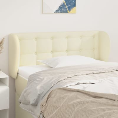 vidaXL - Hoofdbord - met - randen - 93x23x78/88 - cm - kunstleer - crèmekleurig