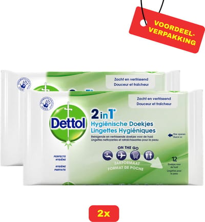 2X Dettol Hygienische Doekjes 2in1 (2 x 12 stuks) - Voordeelverpakking