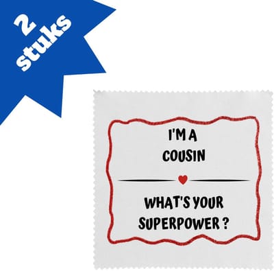 Akyol - i'm a cousin what's your superpower? brillendoekjes - Neef - super neef - verjaardag - cadeautje voor neef - neef artikelen - kado - geschenk - 17,8 bij 17,8 cm - 2 stuks