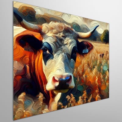Olieverf vee schilderij | Prachtige portretten van levendige vee in kleurrijke olieverfschilderijen | Kunst - 80x80 centimeter op Dibond | Foto op Dibond
