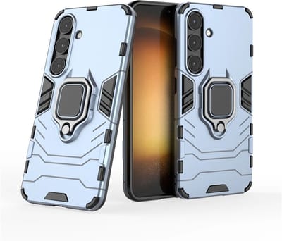 MobyDefend Hoesje - Geschikt voor Samsung Galaxy S25 - Dubbelgelaagde Pantsercase Met Standaard - Blauw
