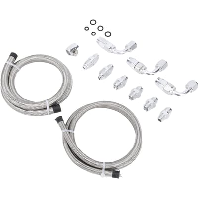 25 Inch 6AN Stuurbekrachtigingspomp Slang Kit Nylon Roestvrij Staal Waterdicht Vervanging voor C10 LS Swap Connectoren Type 2 white
