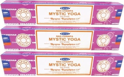 Satya Nag Champa wierook stokjes - Mystic Yoga - 3x pakje van 12 stuks - 15 gram