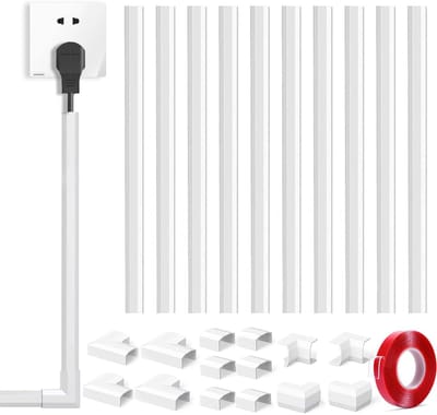 Daity 25-delige set - Set voor het wegwerken van wandbedrading - afdekkingen voor wandmontage - geschikt voor het verbergen van 2-3 draden - ideaal voor wandmontage van tv-kabels - overschilderbare afdekkingen - 10 kabelgoten (40 cm)