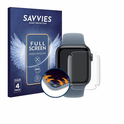 Savvies - Screenprotector voor Apple Watch SE 3 (40 mm) - Folie Beschermfolie transparant volledig dekking 4 Stuks