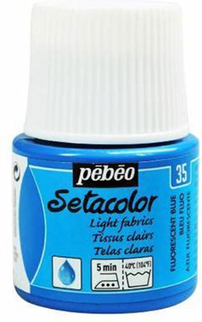 Pébéo Setacolor Fluoriserend Blauwe Textielverf - 45ml textielverf voor lichte stoffen