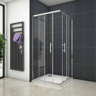 Rechthoekige hoekinstap douchecabine 110x76x195cm,dubbele schuifdeur,6mm nano veiligheidsglas easyclean
