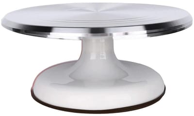 GELLDG Draaiplateau voor taarten - Taartdraaiplateau -Taartschaal - Taartstandaard - Taartplateau Draaibaar op Voet - RVS - Geborsteld Chroom - Diameter 30 cm