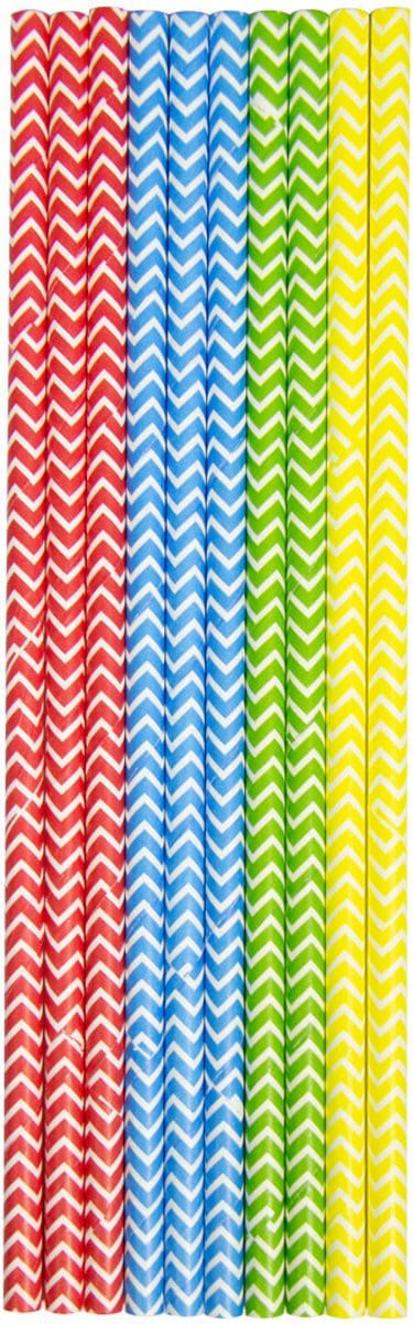 Meerkleurige Zigzag Papieren Rietjes 20cm - 10 stuks