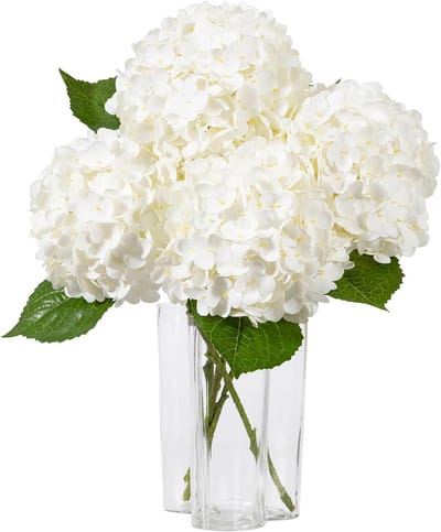 Kunsthortensia bloemen - Nep bloemen - Woonkamer decoratie - Real touch latex - 50 cm - Wit