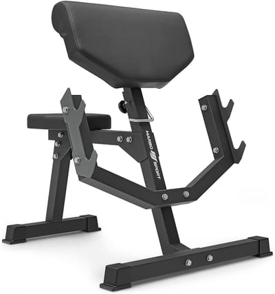 Scott-bank MS-L107 2.0 met verstelbare armsteun en dumbbellhouder - hoogwaardige trainingsbank voor bicepstraining tot 300 kg
