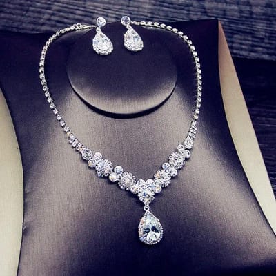 Blauw Waterdruppel Strass Ketting Voor Vrouwen Ingelegd Zirconium Hanger Mode Sieraden Accessoire gray