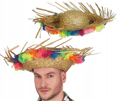 Chapeau de Paille Hawaïen Fleurs Vacances Hawaï Fête d'Été Été Aloha