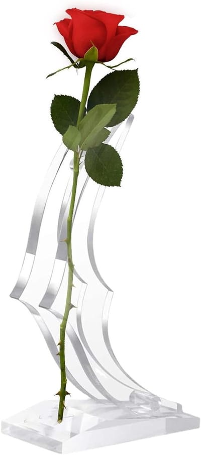 Bloemenstandaard - Roos Houder Display - Woondecoratie - Transparante Acryl Voet - 73x40x132mm - Transparant