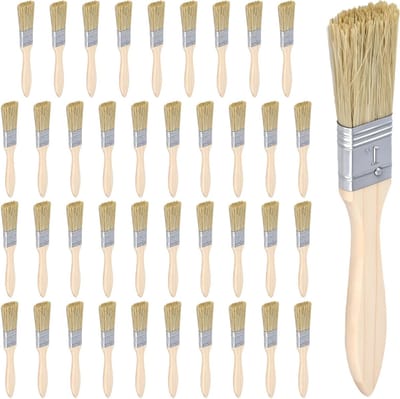 40 stuks 1 inch kleine chip verfborstels, 25 mm professionele penselen met houten handvat voor schilderen, lakken en vlekken verwijderen