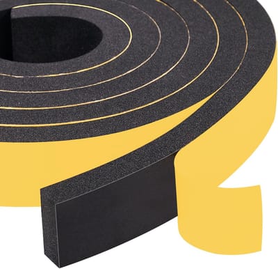 1 rol - Enkelzijdige tape - Zelfklevende schuimrubber afdichtingstape - Voor geluidsisolatie van deuren - 3 m lang x 5 cm breed x 1 cm dik - Zwart