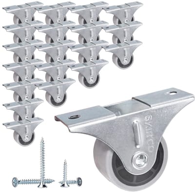Kleine 30 mm Meubelwielen - Pack van 20 Stuks - Grijze Rubber, Vaste Wielen, Geschikt voor Diverse Toepassingen