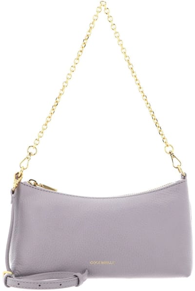 COCCINELLE Leren schoudertas Aura Mini Bag Grained Leather Oyster mauve