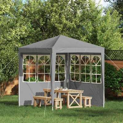 vidaXL - Party - Tent - Zijwand - 2 - st - 200 - x - 195 - cm - Lichtgrijs - PE - en - staal