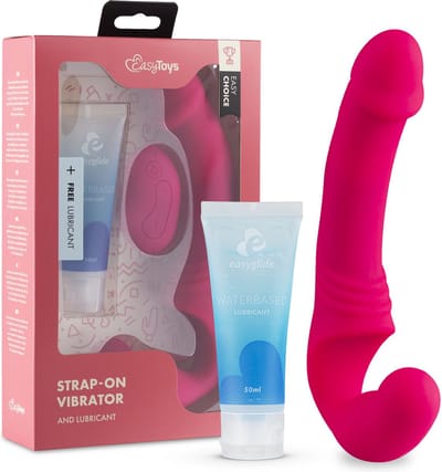 Easy Choice - Love Rider - Strapless Vibrator - Strap On Vibrator - Sex Toys voor Vrouwen - Vibrators voor Vrouwen - Dildo - Strapon - Glijmiddel Waterbasis - EasyGlide Glijmiddel - Erotische Giftset - Cadeau Vrouw - EasyToys - Roze