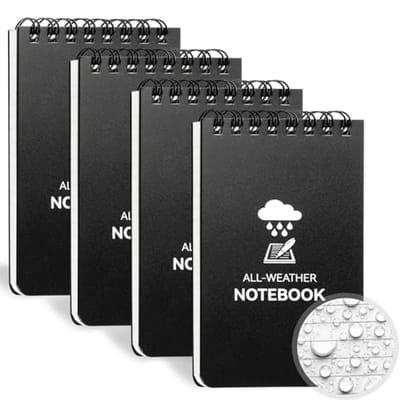 Waterproof Notitieboek - 4 Pack Spiralen Pocket Notepad 3" x 5" Weerbestendig Notitieboekje voor Buiten