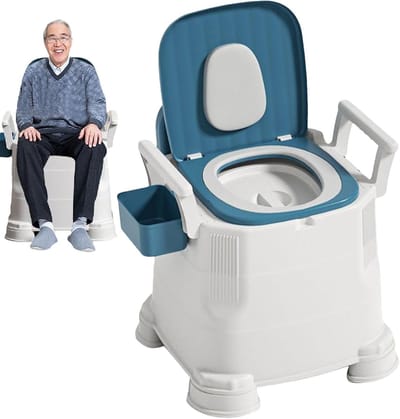 Draagbaar Toilet - Commode Stoel - Buiten Kamperen - Geur Afsluiting - 46 cm - Wit