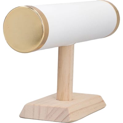 Présentoir Organisateur pour Bracelets Barre en T Bordure Dorée pour Montre Collier Chouchou pour Cheveux Cercle white