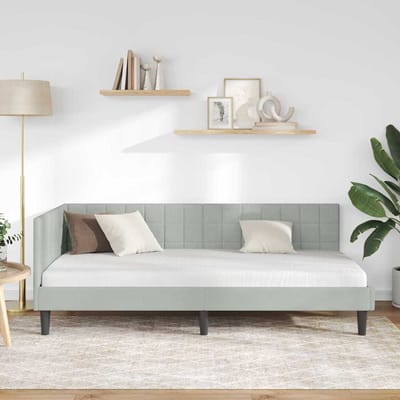 vidaXL - Hoek - Bed - Frame - Lichtgrijs - 90 - x - 200 - cm - Fluweel