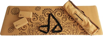 Samarali Moonlight Yoga Cadeaupakket -  kurk yogamat / kurk blokken / draagriem / yogatas