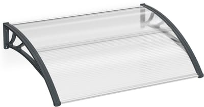 Deurluifel Luifel Voordeur 150x100cm Transparant Polycarbonaat Pultbogen Met Grijs Frame Regen- En Zonwering Voor Deur En Raam NAIZY