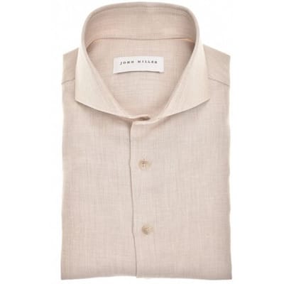 John Miller Overhemd Chambray Effect Subtle Mélange Look Airy Fabric Blend Sandy / male