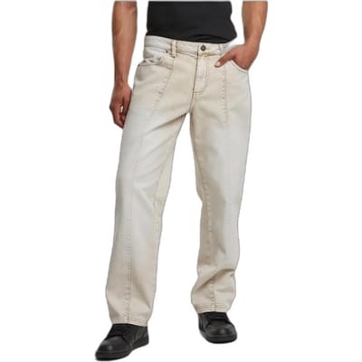 Urban Classics Jeans met wijde pijpen, denim, Wit, met scheidingsnaden, TB7605
