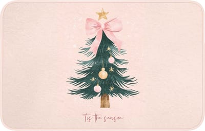 WC mat 80x50 cm - Antislip - Christmas Season - Kerst - Kerstboom - Roze - Toiletmat - Vloermat - Douchemat - Toilet tapijt - Toiletmatten