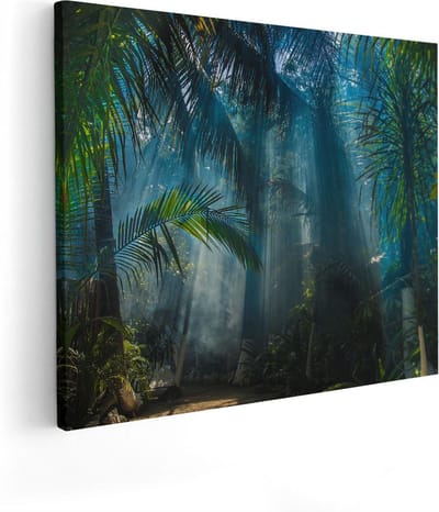 Artaza Canvas Schilderij Bos - 50x40 cm - Wanddecoratie Jungle - Muurdecoratie Palmboom - Kamer Accessoires Natuur
