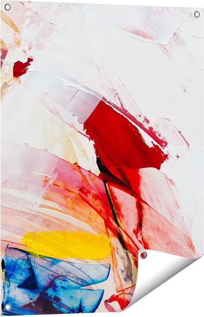 Gards Tuinposter Abstracte Kunst van Verf Kleuren - 60x80 cm - Tuindoek - Tuindecoratie - Wanddecoratie buiten - Tuinschilderij