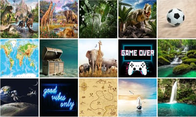 Plaktegels - Zelfklevende Tegels - Ulticool - Dinosaurus Piraten Olifant - Decoratie Sticker Tegels - Wanddecoratie - 15x15 cm - 15 stuks Plakfolie Tegelstickers - Muurstickers Kinderkamer - Groen