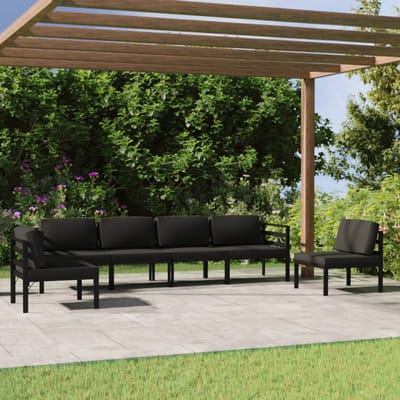 vidaXL - 6-delige - Loungeset - met - kussens - aluminium - antracietkleurig