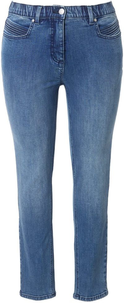 Ulla Popken - Dames - Jeans Sarah siernaden smalle pijpen stretch - Blauw denim - Maat 42