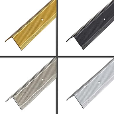 Aluminium Traprandprofiel - Hoekig Goudkleurig, 900 mm, Voorgeboord met Schroeven en Pluggen