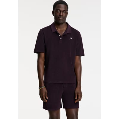 Shiwi Nico Toweling Polo Solid Purple Rock Maat: S | Poloshirts Outlet | Heren | Paars