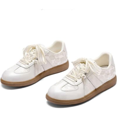 Leren Duitse Trainingsschoenen Dames Zomer Nieuwe Platte Zool Schoenen Ademende Kleine Witte Schoenen Nationale Stijl Casual Sportschoenen 38 white