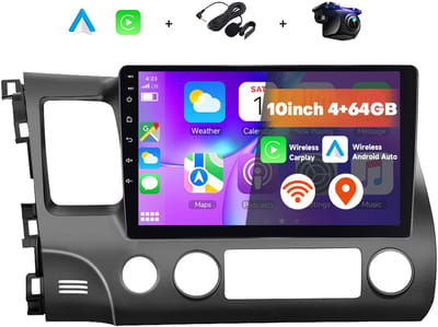 Boscer 2 Din Autoradio - Geschikt voor Honda Civic (2006-2011) - Draadloos Apple CarPlay & Android Auto - 4+64GB - 10.1 Inch HD Touchscreen - GPS - WiFi, Bluetooth & USB - Achteruitrijcamera & Microfoon