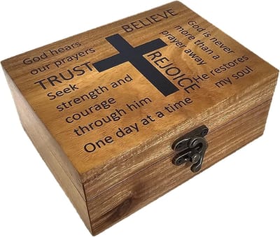 Kleine Gebedssnoer Doos - Bewaar Doosje - Sieraden Opbergen - Scharnierend Deksel - Rechthoekig Ontwerp - Bruin