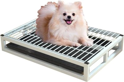 Hondenzindelijkheids toilet trainingsbak, indoor en buiten, kattenpuppy trainingspadlade, draagbaar hondentoilet voor kleine en middelgrote honden (61 cm, wit)