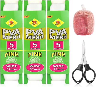 5m PVA Mesh Refill met Scharen - 25 & 37mm Brede PVA Tassen voor Karpervisserij, Snelle Oplosbaarheid, Ideaal voor Boilie Aas en Vissen Accessoires
