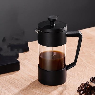 Zwarte 350ML French Press Met Filter Multifunctionele Handpers Koffiezetapparaat Transparant Glas Koffiepers French Pot black