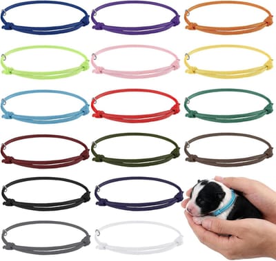 Dailygoods- Halsbanden Puppy ID - 16 Stuks - Verstelbare Zachte Halsbanden - Identificatiebanden - Polyester/Roestvrij Staal - 38 cm - Dierenhalsband